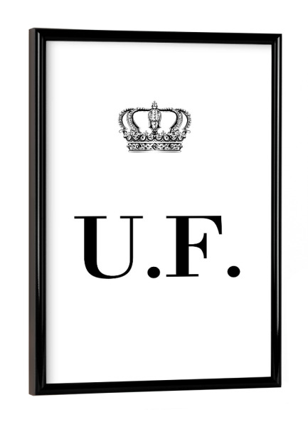 Poster mit schwarzem Rahmen "King UF" artboxONE - Schwarzweiß,Buchstaben