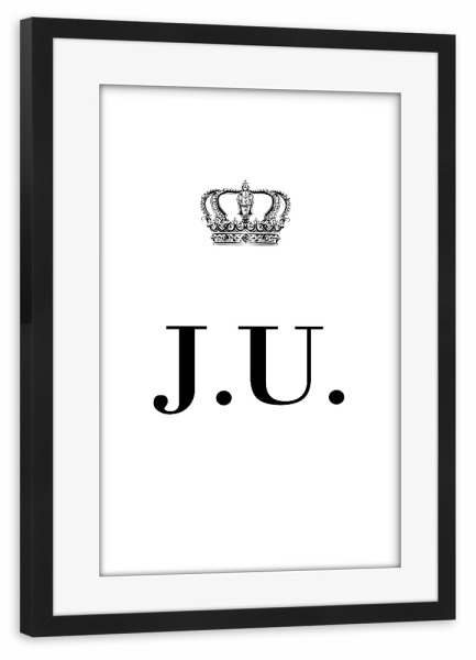 Poster mit Rahmen schwarz "King JU" artboxONE - Schwarzweiß,Buchstaben