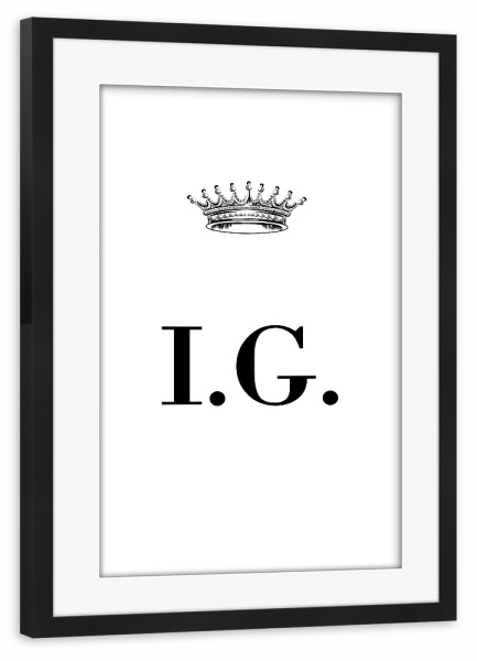 Poster mit Rahmen schwarz "Queen IG" artboxONE - Schwarzweiß,Buchstaben