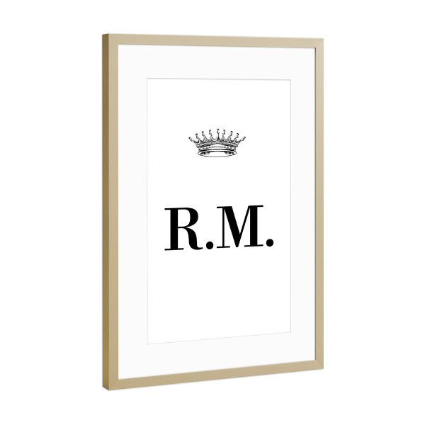 Poster mit Rahmen Gold "Queen RM" artboxONE - Schwarzweiß,Buchstaben