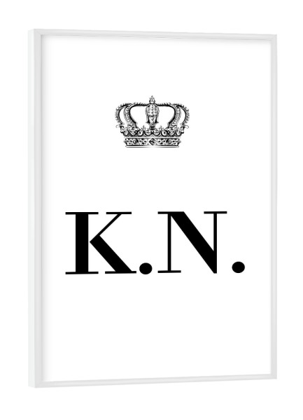 Poster mit weißem Rahmen "King KN" artboxONE - Schwarzweiß,Buchstaben