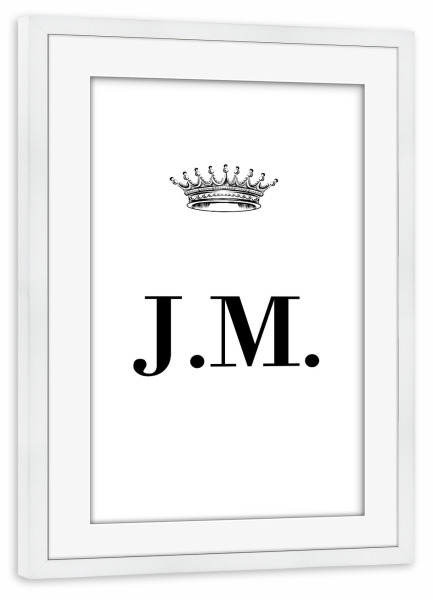 Poster mit Rahmen weiß "Queen JM" artboxONE - Schwarzweiß,Buchstaben
