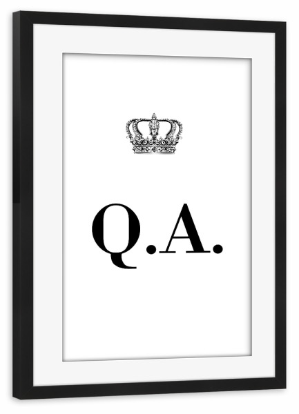 Poster mit Rahmen schwarz "King QA" artboxONE - Schwarzweiß,Buchstaben