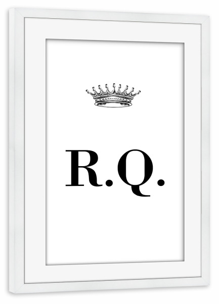 Poster mit Rahmen weiß "Queen RQ" artboxONE - Schwarzweiß,Buchstaben