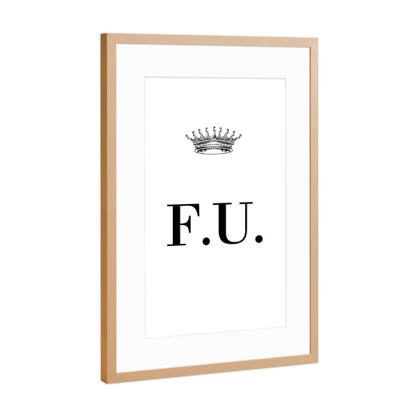 Poster mit Rahmen Kupfer "Queen FU" artboxONE - Schwarzweiß,Buchstaben
