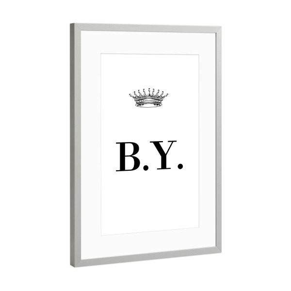 Poster mit Rahmen Silber "Queen BY" artboxONE - Schwarzweiß,Buchstaben