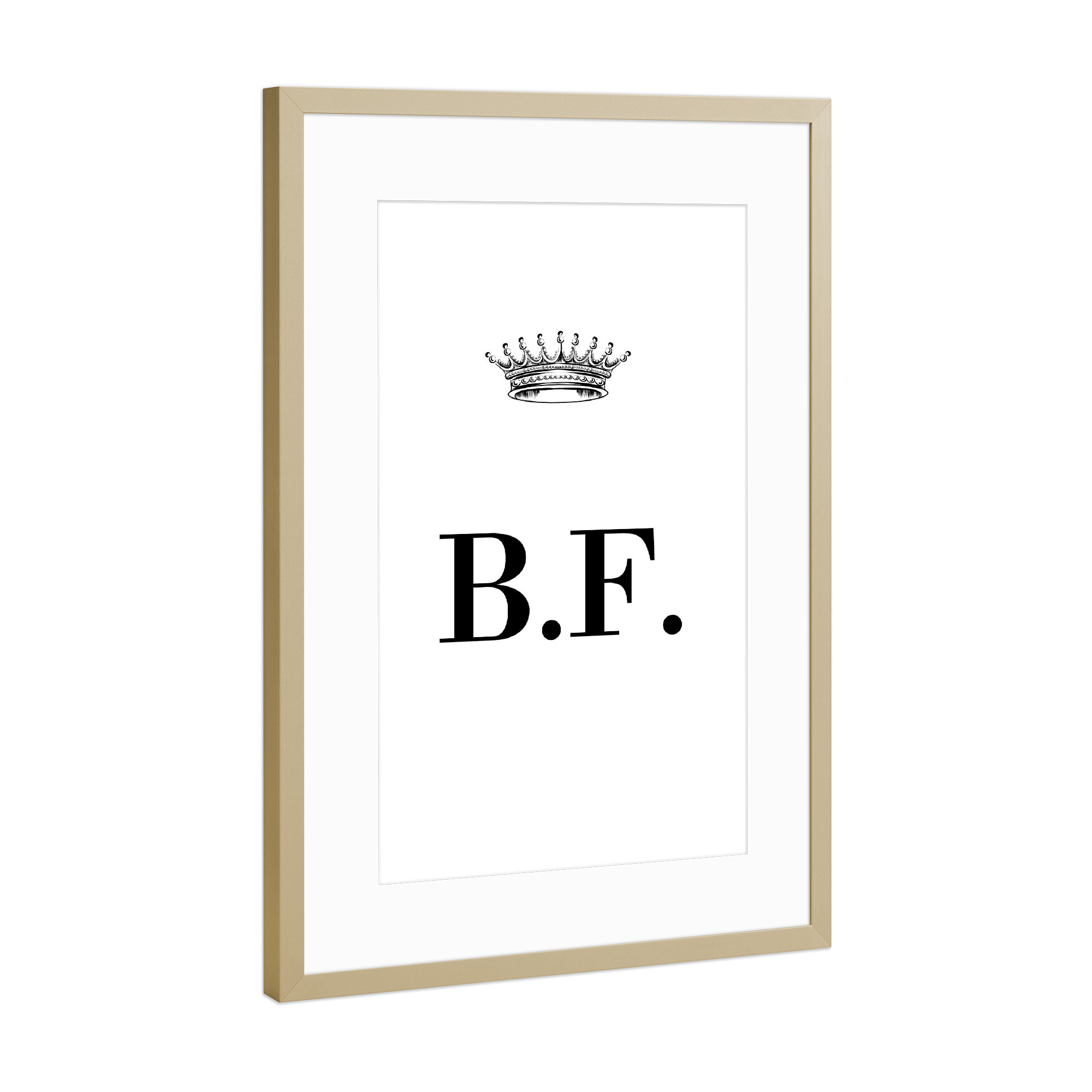 Poster mit Rahmen Gold "Queen BF" artboxONE - Schwarzweiß,Buchstaben
