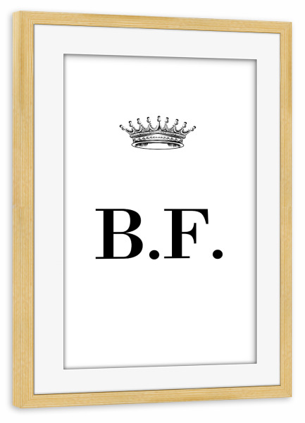 Poster mit Rahmen kiefer "Queen BF" artboxONE - Schwarzweiß,Buchstaben