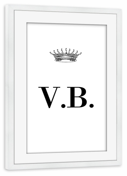 Poster mit Rahmen weiß "Queen VB" artboxONE - Schwarzweiß,Buchstaben