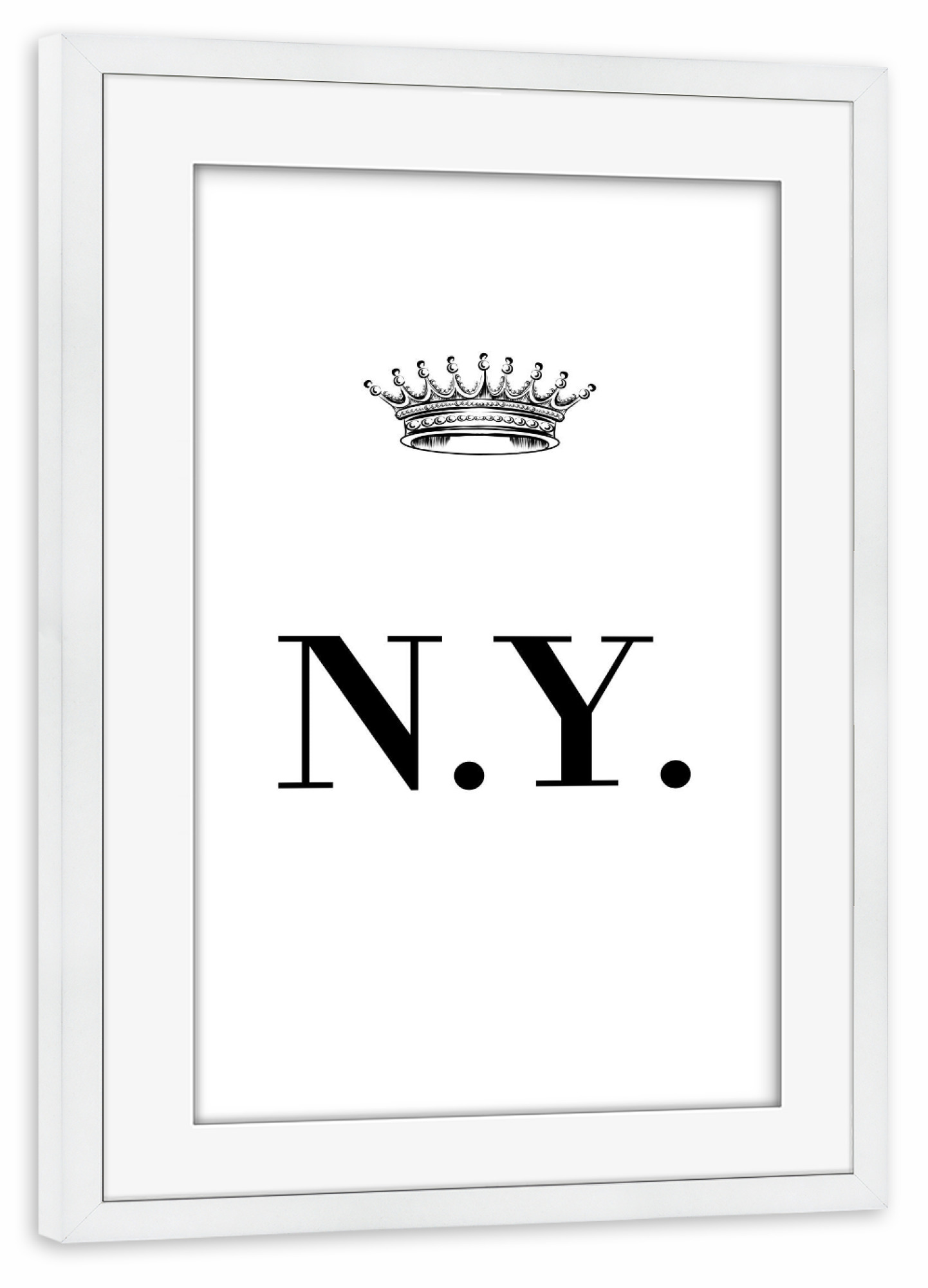 Poster mit Rahmen weiß "Queen NY" artboxONE - Schwarzweiß,Buchstaben