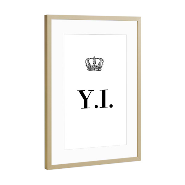 Poster mit Rahmen Gold "King YI" artboxONE - Schwarzweiß,Buchstaben