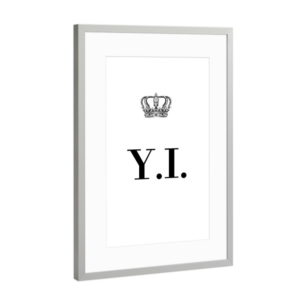 Poster mit Rahmen Silber "King YI" artboxONE - Schwarzweiß,Buchstaben
