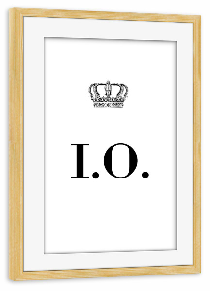 Poster mit Rahmen kiefer "King IO" artboxONE - Schwarzweiß,Buchstaben