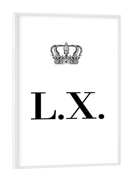 Poster mit weißem Rahmen "King LX" artboxONE - Schwarzweiß,Buchstaben