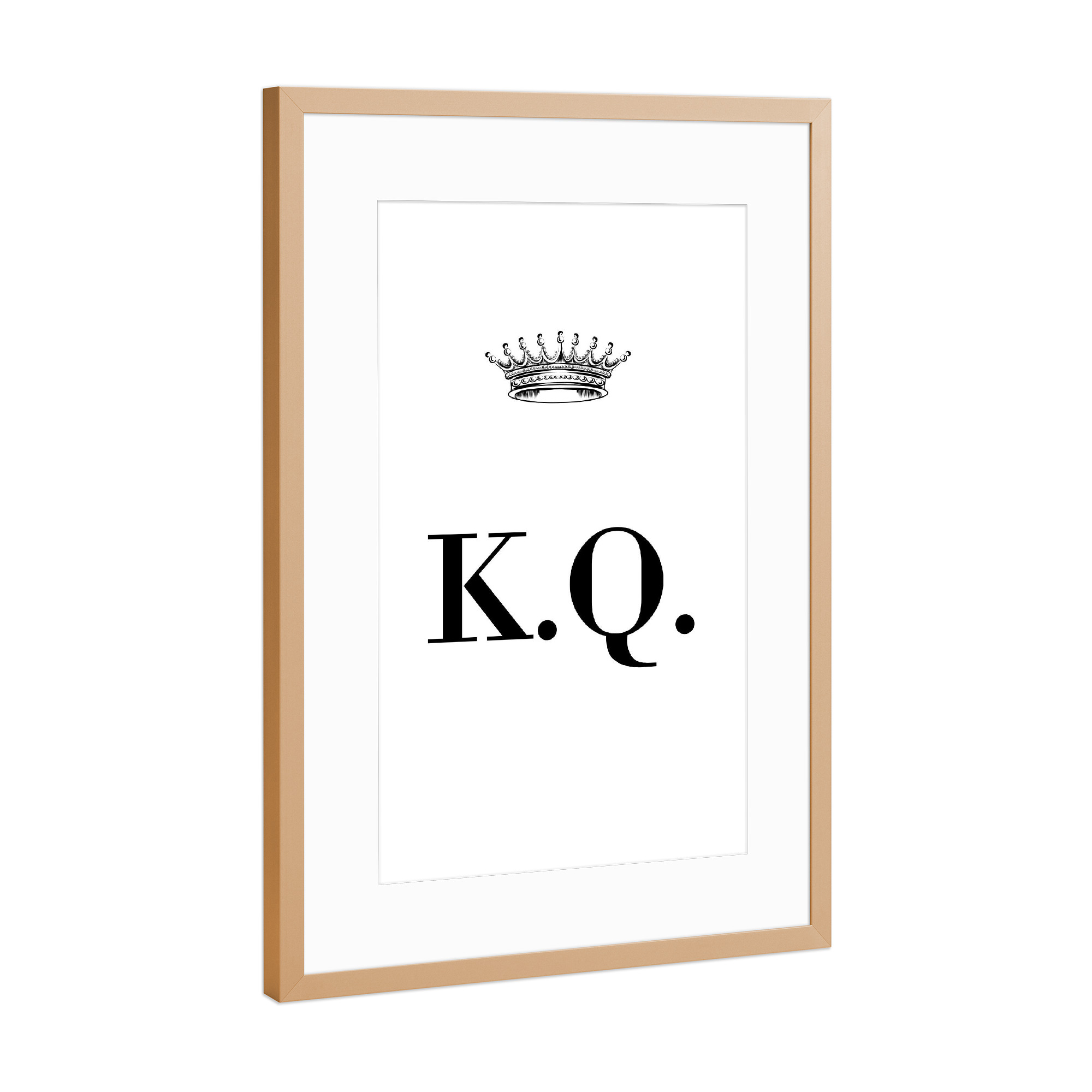 Poster mit Rahmen Kupfer "Queen KQ" artboxONE - Schwarzweiß,Buchstaben