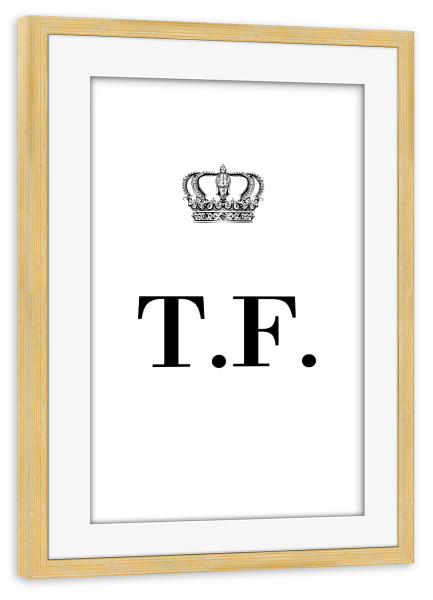 Poster mit Rahmen kiefer "King TF" artboxONE - Schwarzweiß,Buchstaben