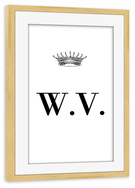 Poster mit Rahmen kiefer "Queen WV" artboxONE - Schwarzweiß,Buchstaben