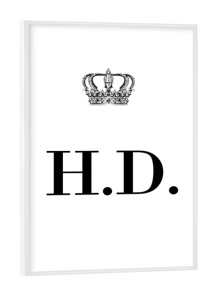 Poster mit weißem Rahmen "King HD" artboxONE - Schwarzweiß,Buchstaben
