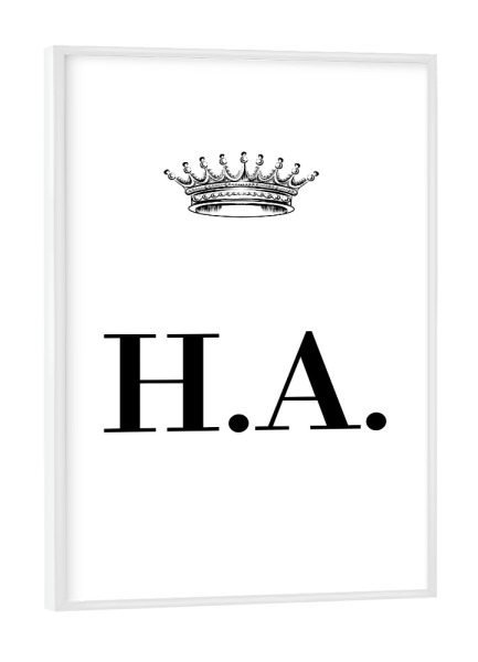 Poster mit weißem Rahmen "Queen HA" artboxONE - Schwarzweiß,Buchstaben