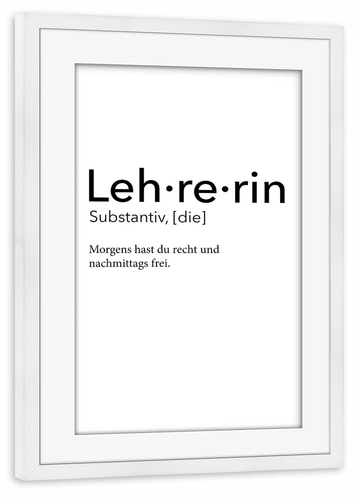 Poster mit Rahmen weiß "Definition-Lehrerin" artboxONE - Schwarzweiß,Lehrersprüche
