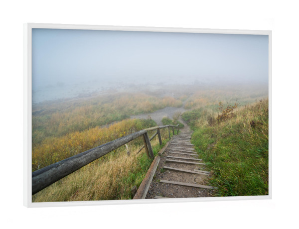 Poster mit weißem Rahmen "Herbst an der Ostsee" artboxONE - Natur - Meer,Treppe,Weg,Steilküste,Mecklenburg-vorpommern,Deutschland