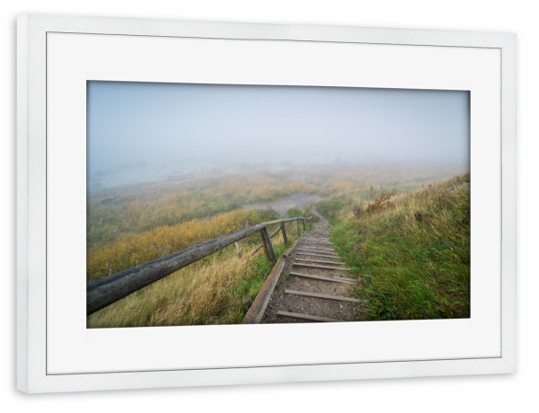 Poster mit Rahmen weiß "Herbst an der Ostsee" artboxONE - Natur - Meer,Treppe,Weg,Steilküste,Mecklenburg-vorpommern,Deutschland