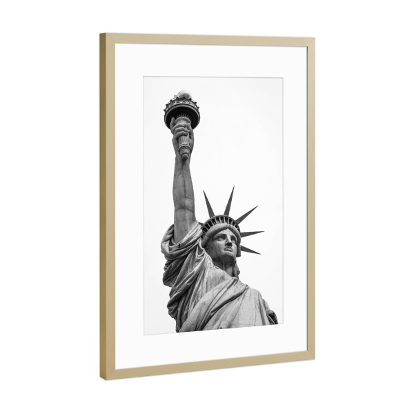 Poster mit Rahmen Gold "Statue of liberty New York" artboxONE - Städte,Städte / New York,Reise,Schwarzweiß,Architektur