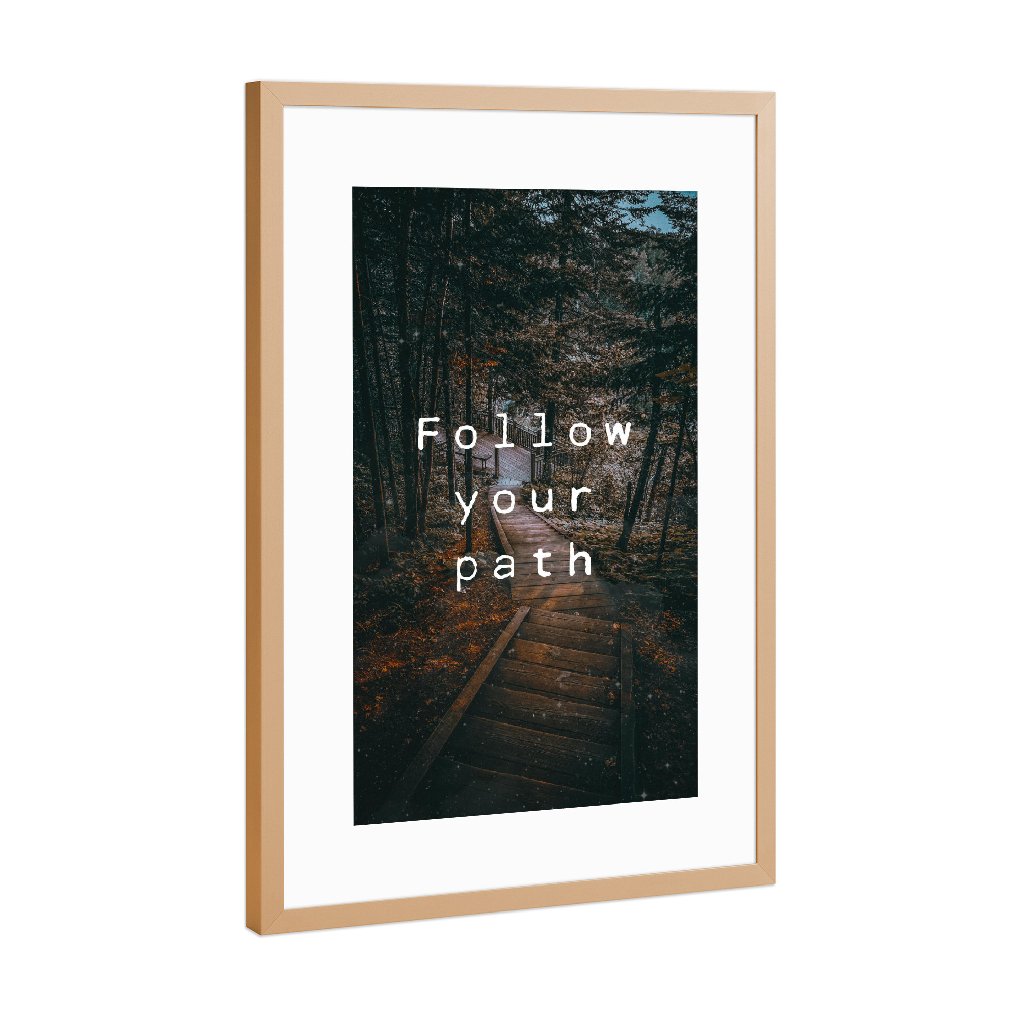 Poster mit Rahmen Kupfer "Follow Your Path" artboxONE - Typografie - Travel,Vacation,Freedom