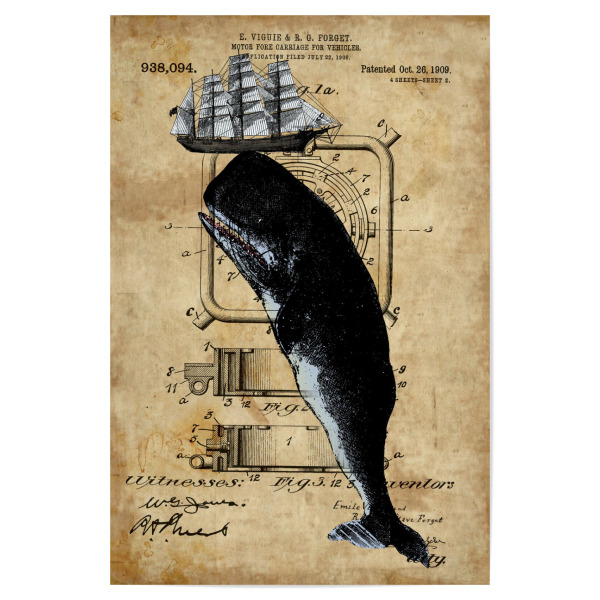 Poster "Großer Wal" artboxONE - Tiere - Wal,Antik,Steampunk,Vintage,Retro