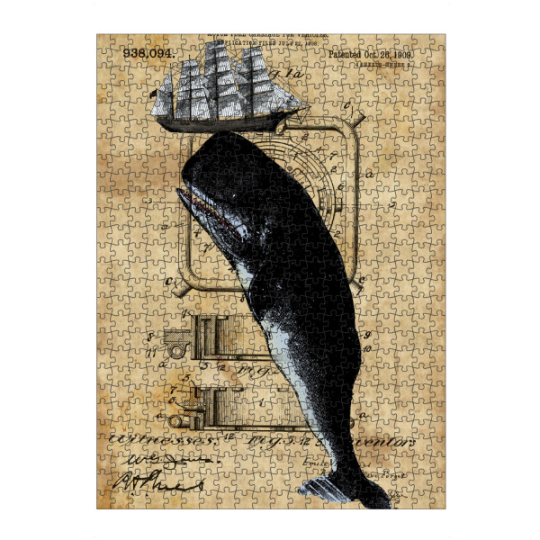 Puzzle Ravensburger "Großer Wal" artboxONE - Tiere - Wal,Antik,Steampunk,Vintage,Retro - Bild wal