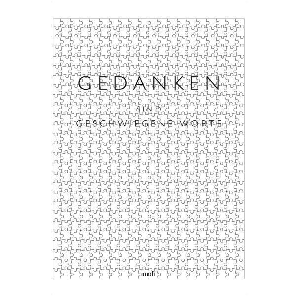 Puzzle Ravensburger "Gedanken sind geschwiegene Worte" artboxONE - Typografie,Schwarzweiß - Gedanken,Schweigen,Worte,Hinterfragen - Bild gedanken