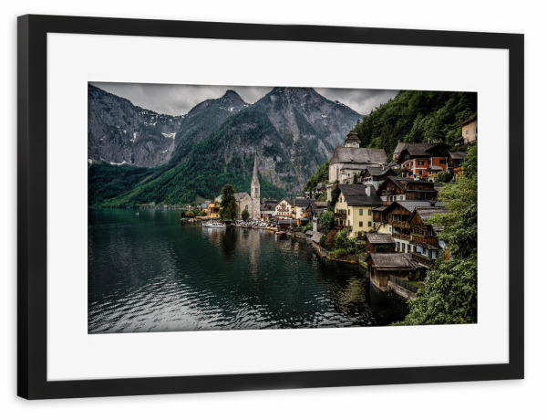 Poster mit Rahmen schwarz "Hallstatt" artboxONE - Reise - See,Hallstatt,Berge