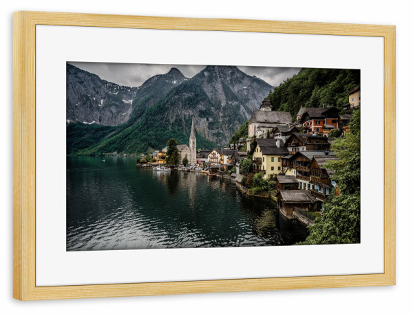 Poster mit Rahmen kiefer "Hallstatt" artboxONE - Reise - See,Hallstatt,Berge