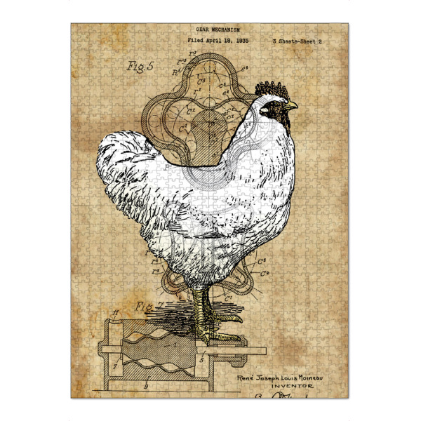 Puzzle Ravensburger "Steampunk Hähnchen" artboxONE - Tiere - Huhn,Steampunk,Vintage - Bild huhn
