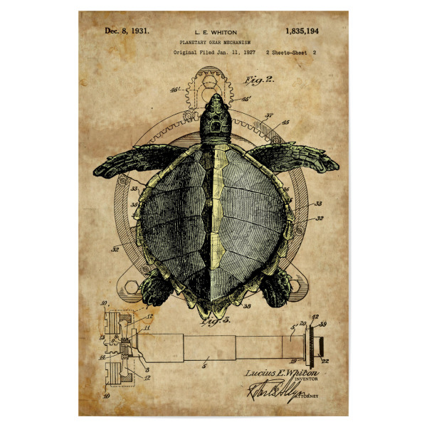Poster 30x20 cm "Steampunk Schildkröte" artboxONE - Tiere - Schildkröte,Steampunk,Vintage,Retro