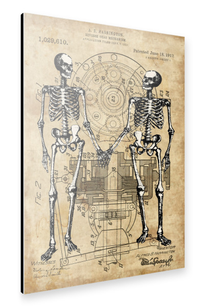 Alu-Dibond "Skelett Love" 30x20 cm artboxONE