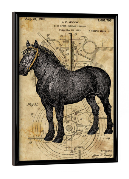 Poster mit schwarzem Rahmen "Pferd - Steampunk" artboxONE - Tiere - Pferd,Steampunk,Vintage,Retro