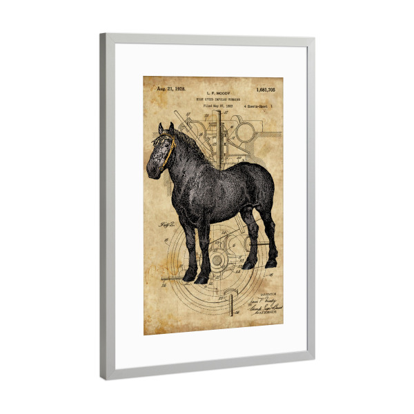 Poster mit Rahmen Silber "Pferd - Steampunk" artboxONE - Tiere - Pferd,Steampunk,Vintage,Retro