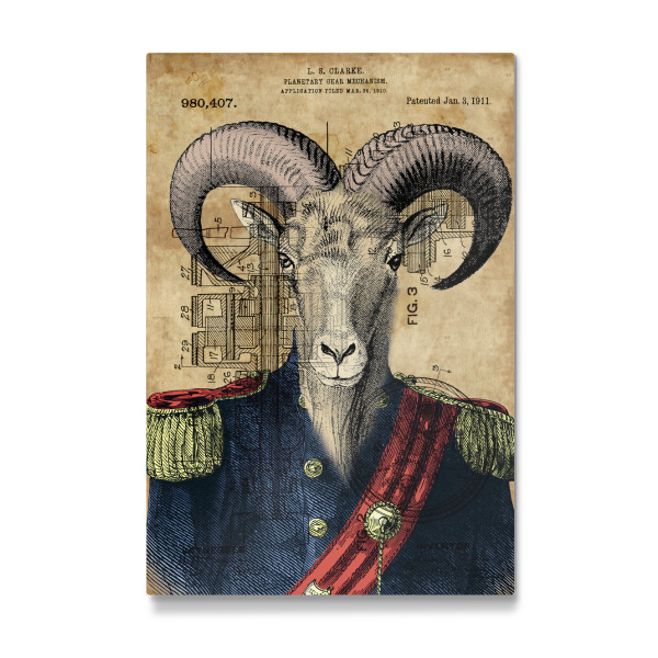 Galerie-Print "Steampunk Ziege in Uniform" 30x20 cm artboxONE