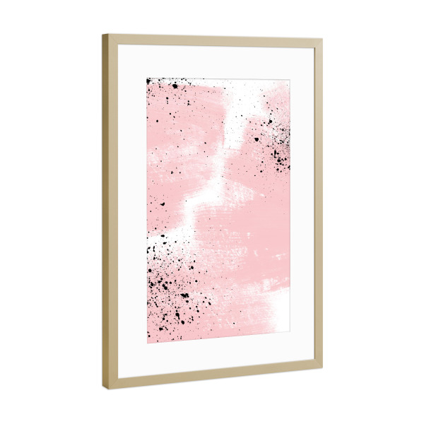 Poster mit Rahmen Gold "Ink on Pink - To the Right" artboxONE - Abstrakt - Abstrakt,Wasserfarbe