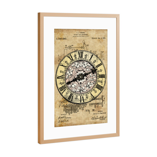 Poster mit Rahmen Kupfer "Antik Uhr" artboxONE - Streetart - Uhr,Vintage,Antik,Viktorianisch,Retro,Steampunk,Zeit