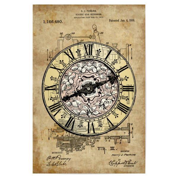 Poster 30x20 cm "Antik Uhr" artboxONE - Streetart - Uhr,Vintage,Antik,Viktorianisch,Retro,Steampunk,Zeit