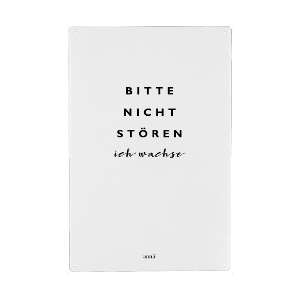 Holzbild "Bitten nicht stören ich wachse" artboxONE - Typografie,Für Kinder,Schwarzweiß,Lustig - Stören,Wachsen,Lustig
