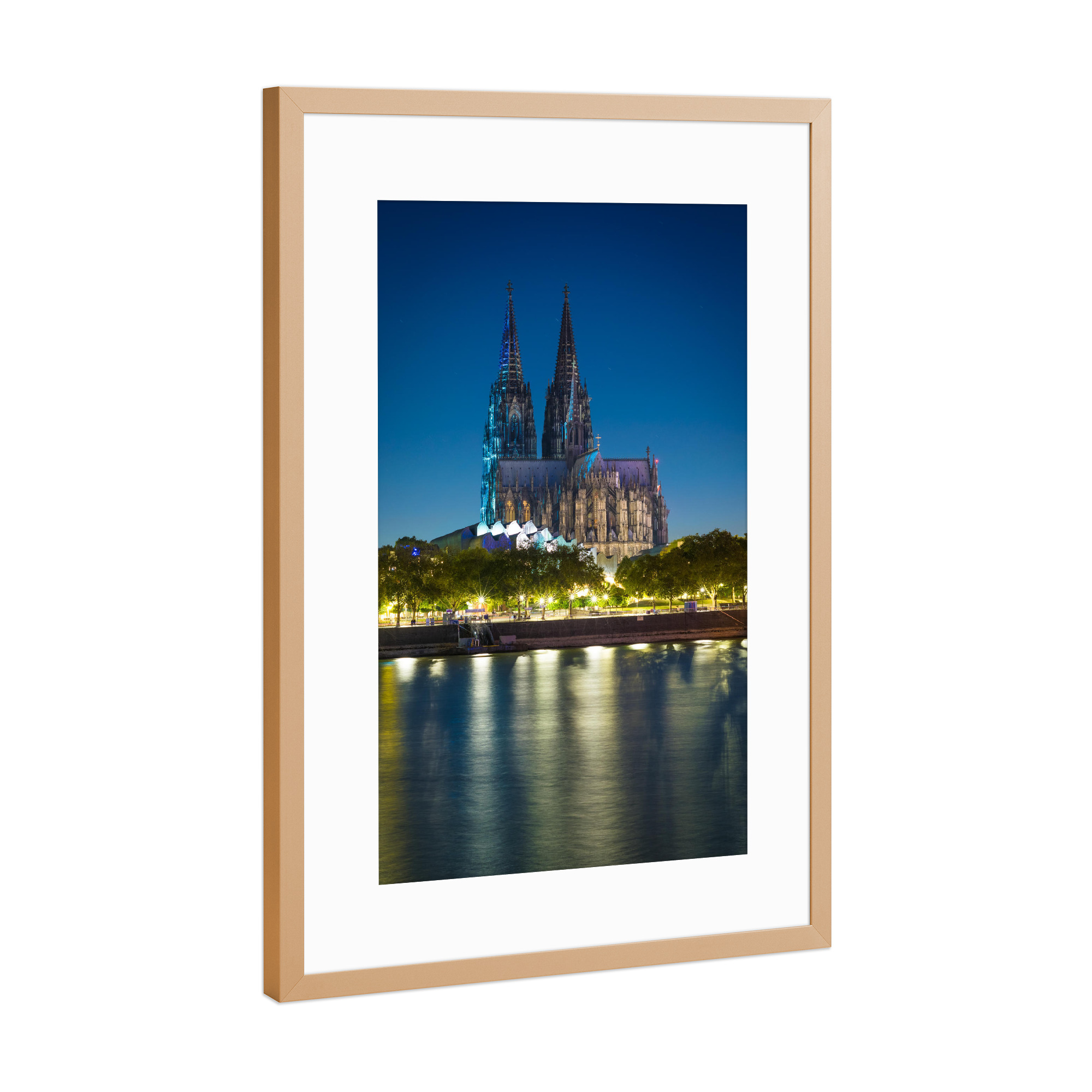 Poster mit Rahmen Kupfer "Kölner Nacht" artboxONE - Städte / Köln - Stadt,Rhein,Köln