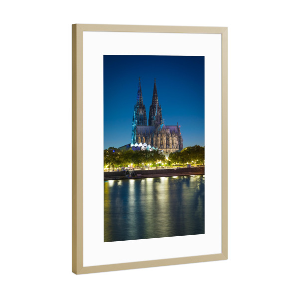 Poster mit Rahmen Gold "Kölner Nacht" artboxONE - Städte / Köln - Stadt,Rhein,Köln