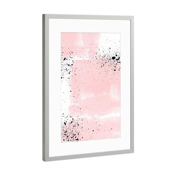 Poster mit Rahmen Silber "Ink on Pink - To the Left" artboxONE - Abstrakt - Abstrakt,Wasserfarbe