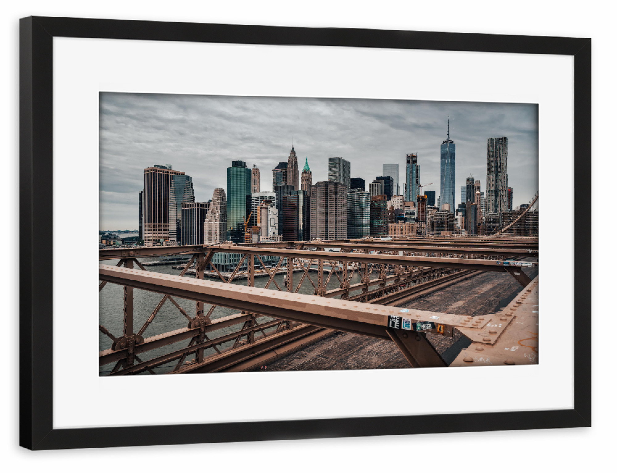Poster mit Rahmen schwarz "Manhattan Skyline New York" artboxONE - Städte / New York,Architektur - New york,Usa,Brooklyn bridge,Big apple,Nyc,Amerika