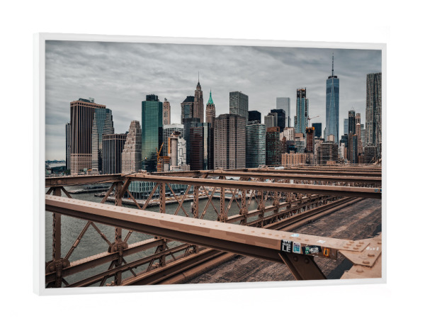 Poster mit weißem Rahmen "Manhattan Skyline New York" artboxONE - Städte / New York,Architektur - New york,Usa,Brooklyn bridge,Big apple,Nyc,Amerika