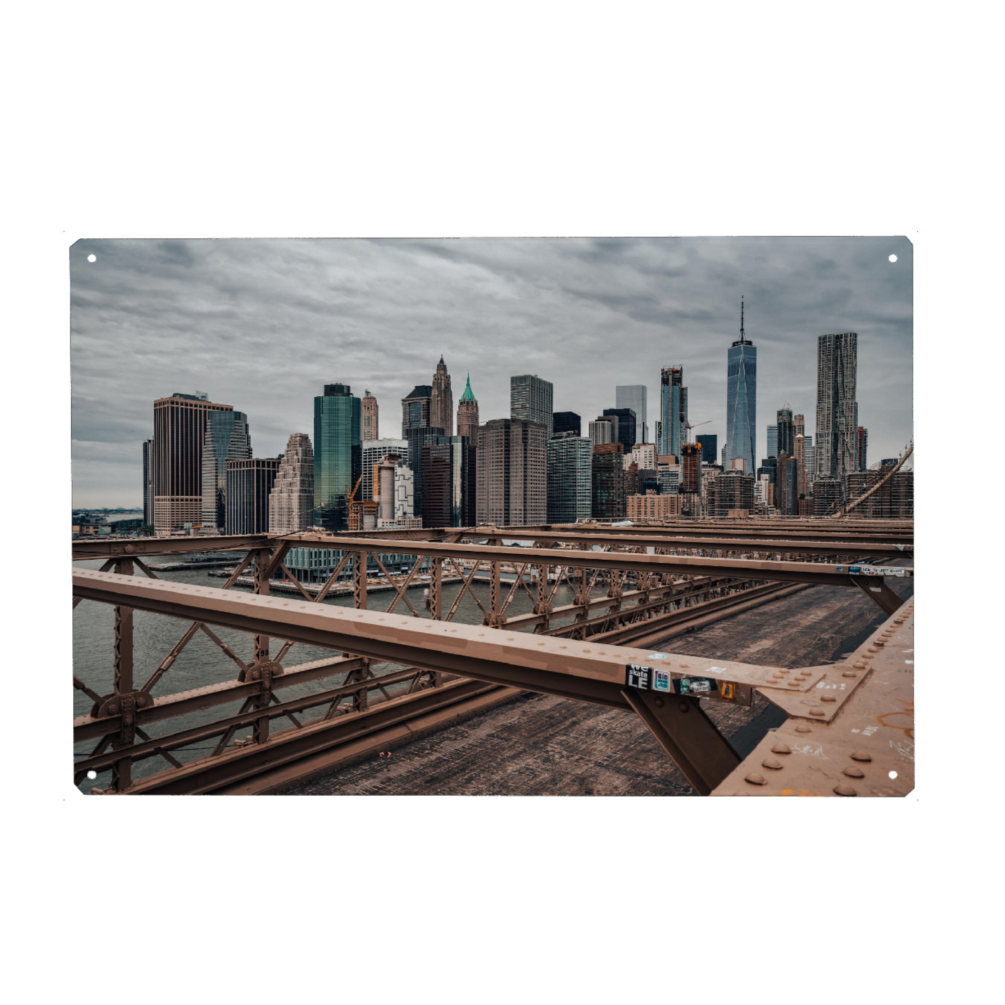 Holzbild "Manhattan Skyline New York" artboxONE - Städte / New York,Architektur - New york,Usa,Brooklyn bridge,Big apple,Nyc,Amerika