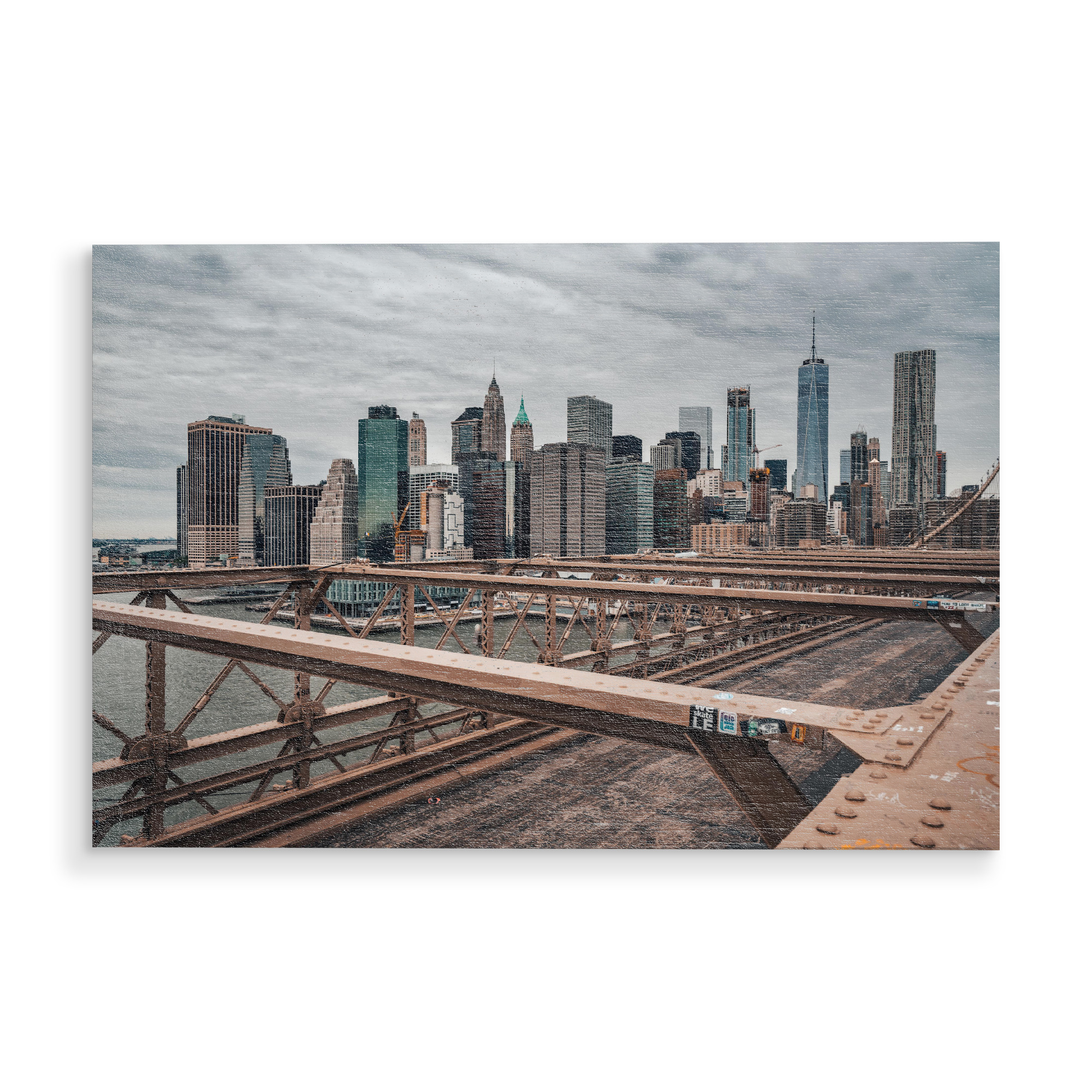 Holzbild "Manhattan Skyline New York" artboxONE - Städte / New York,Architektur - New york,Usa,Brooklyn bridge,Big apple,Nyc,Amerika